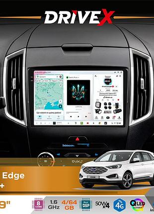 Штатная магнитола для ford edge 2015+ drivex s4 qled 9" android 8-ядерный 1.6ггц 4x64гб sim-карта 3g/4g tda7851 4x50w dsp ak7604