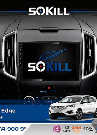 Штатная магнитола для ford edge 2015+ sokill delta-900 9" android 4-ядерный 2+64гб 4x45w беспроводной carplay и androidauto