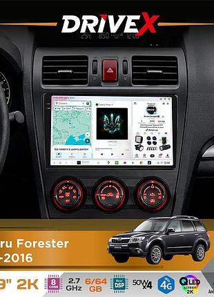 Штатная магнитола для subaru forester 2012-2016 drivex s7 2k qled 9" android 8-ядерный 2.7ггц 6x64гб sim-карта 3g/4g ak7808 ab