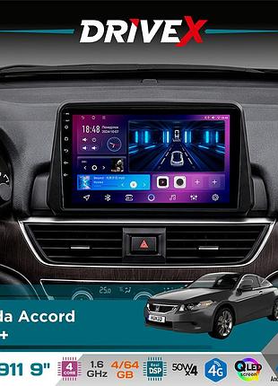 Штатная магнитола для honda accord 2018+ drivex se-911 4+64гб qled 9" android 4-ядерный 4x50w(tda7851) dsp беспроводной carplay и