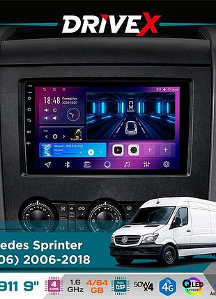 Штатная магнитола для mercedes sprinter (w906) 2006-2018 drivex se-911 4+64гб qled 9" android 4-ядерный 4x50w(tda7851) dsp