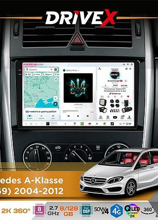 Штатная магнитола для mercedes a-klasse (w169) 2004-2012 drivex s7+ 2k qled 9" android 8-ядерный 2.7ггц 8x128гб sim-карта 3g/4g