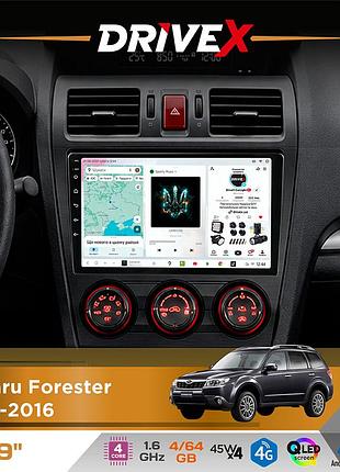 Штатная магнитола для subaru forester 2012-2016 drivex s3 qled 9" android 8-ядерный 1.6ггц 4x64гб sim-карта 3g/4g 7388 4x45w asp