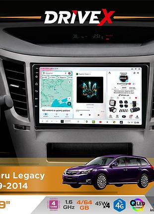 Штатная магнитола для subaru legacy 2009-2014 drivex s3 qled 9" android 8-ядерный 1.6ггц 4x64гб sim-карта 3g/4g 7388 4x45w asp