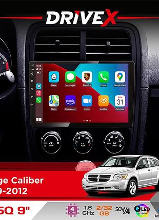 Штатная магнитола для dodge caliber 2009-2012 drivex un5 qled 9" android 4-ядерный 2+32гб 4x45w беспроводной carplay и androidauto