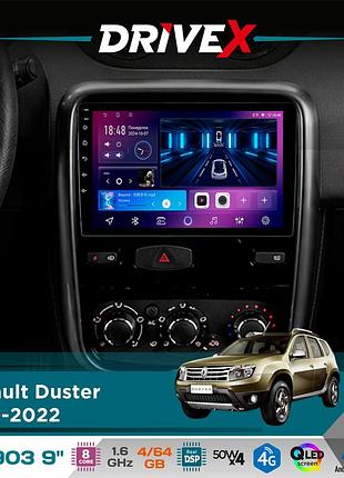 Штатная магнитола для renault duster 2010-2022 drivex se-903 qled 9" android 8-ядерный 4+64гб sim-карта 3g/4g dsp 4x50w(tda7851)