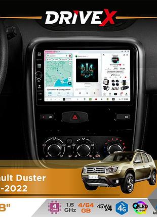 Штатная магнитола для renault duster 2010-2022 drivex s3 qled 8" с физическими кнопками android 8-ядерный 1.6ггц 4x64гб sim-карта