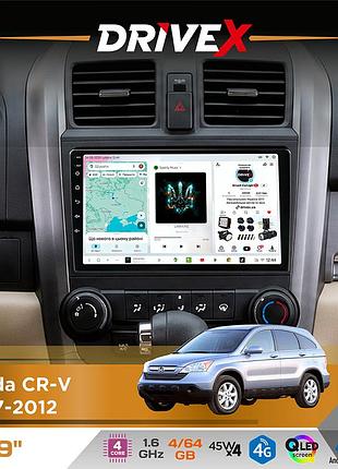 Штатная магнитола для honda cr-v 2007-2012 drivex s3 qled 9" android 8-ядерный 1.6ггц 4x64гб sim-карта 3g/4g 7388 4x45w asp tm2313
