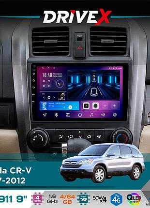 Штатная магнитола для honda cr-v 2007-2012 drivex se-911 4+64гб qled 9" android 4-ядерный 4x50w(tda7851) dsp беспроводной carplay и