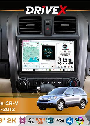 Штатная магнитола для honda cr-v 2007-2012 drivex s7 2k qled 9" android 8-ядерный 2.7ггц 6x64гб sim-карта 3g/4g ak7808 ab 4x50w