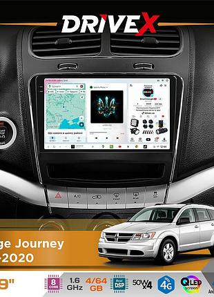 Штатная магнитола для dodge journey 2011-2020 drivex s4 qled 9" android 8-ядерный 1.6ггц 4x64гб sim-карта 3g/4g tda7851 4x50w dsp