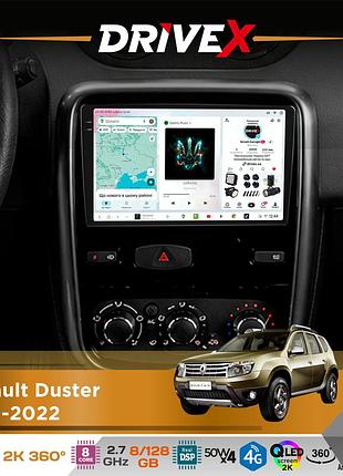 Штатная магнитола для renault duster 2010-2022 drivex s7+ 2k qled 9" android 8-ядерный 2.7ггц 8x128гб sim-карта 3g/4g ak7808 ab