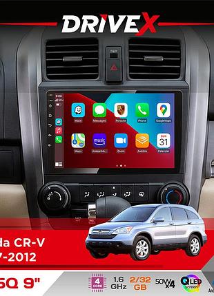 Штатная магнитола для honda cr-v 2007-2012 drivex un5 qled 9" android 4-ядерный 2+32гб 4x45w беспроводной carplay и androidauto