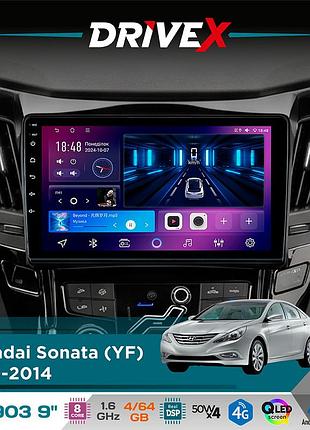 Штатная магнитола для hyundai sonata (yf) 2010-2014 drivex se-903 qled 9" android 8-ядерный 4+64гб sim-карта 3g/4g dsp