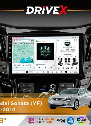 Штатная магнитола для hyundai sonata (yf) 2010-2014 drivex s3 qled 9" android 8-ядерный 1.6ггц 4x64гб sim-карта 3g/4g 7388 4x45w