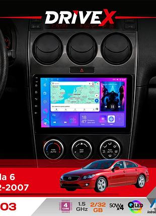 Штатна магнітола для mazda 6 2002-2007 drivex a-903 qled 9" android 4-ядерний 2+32гб 4x50w(tda7851) бездротовий carplay та