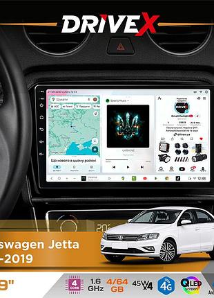 Штатна магнітола для volkswagen jetta 2013-2019 drivex s3 qled 9" android 8-ядерний 1.6ггц 4x64гб sim-картка 3g/4g 7388 4x45w asp