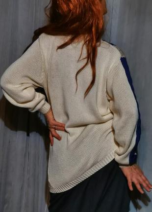 Бавовняний джемпер довгий светр в'язаний у візерунок коси смужка marlena cho бавовна коттон2 фото