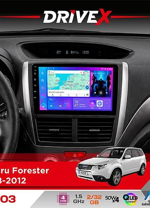 Штатная магнитола для subaru forester 2008-2012 drivex a-903 qled 9" android 4-ядерный 2+32гб 4x50w(tda7851) беспроводной carplay и