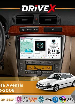 Штатная магнитола для toyota avensis 2002-2008 drivex s7+ 2k qled 9" android 8-ядерный 2.7ггц 8x128гб sim-карта 3g/4g ak7808 ab