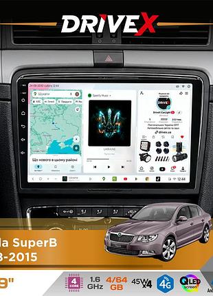 Штатная магнитола для skoda superb 2008-2015 drivex s3 qled 9" android 8-ядерный 1.6ггц 4x64гб sim-карта 3g/4g 7388 4x45w asp