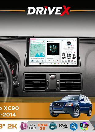 Штатная магнитола для volvo xc90 2002-2014 drivex s7 2k qled 9" android 8-ядерный 2.7ггц 6x64гб sim-карта 3g/4g ak7808 ab 4x50w