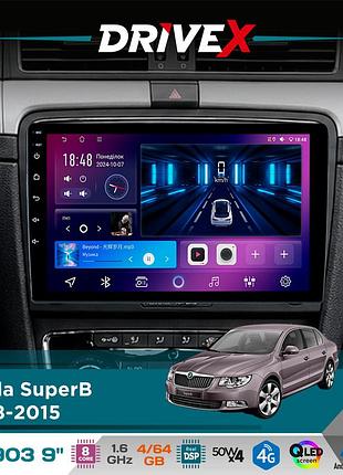 Штатная магнитола для skoda superb 2008-2015 drivex se-903 qled 9" android 8-ядерный 4+64гб sim-карта 3g/4g dsp 4x50w(tda7851)