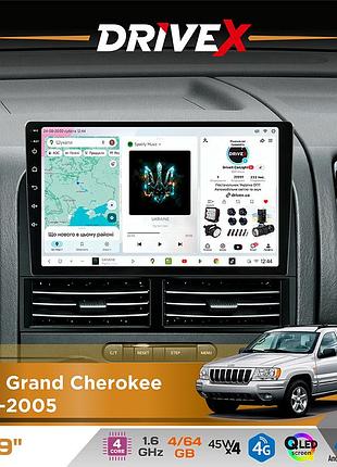Штатная магнитола для jeep grand cherokee 1998-2005 drivex s3 qled 9" android 8-ядерный 1.6ггц 4x64гб sim-карта 3g/4g 7388 4x45w