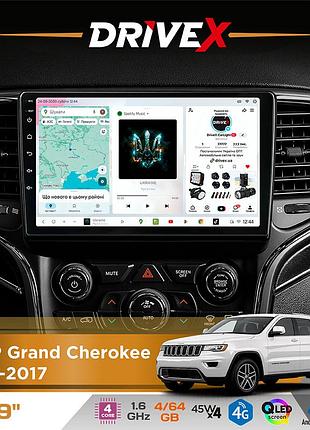 Штатная магнитола для jeep grand cherokee 2013-2017 drivex s3 qled 9" android 8-ядерный 1.6ггц 4x64гб sim-карта 3g/4g 7388 4x45w