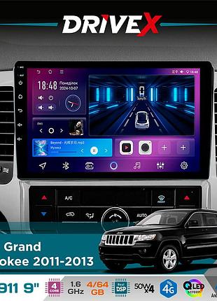 Штатная магнитола для jeep grand cherokee 2011-2013 drivex se-911 4+64гб qled 9" android 4-ядерный 4x50w(tda7851) dsp беспроводной