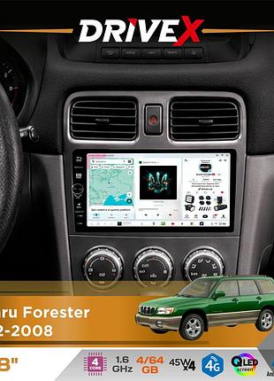 Штатная магнитола для subaru forester 2002-2008 drivex s3 qled 8" с физическими кнопками android 8-ядерный 1.6ггц 4x64гб sim-карта