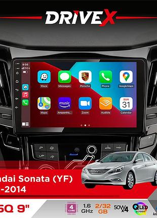 Штатная магнитола для hyundai sonata (yf) 2010-2014 drivex un5 qled 9" android 4-ядерный 2+32гб 4x45w беспроводной carplay и