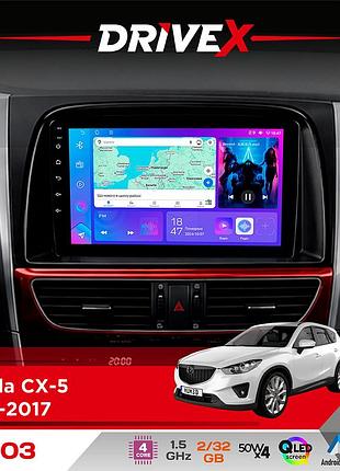 Штатная магнитола для mazda cx-5 2012-2017 drivex a-903 qled 9" android 4-ядерный 2+32гб 4x50w(tda7851) беспроводной carplay и