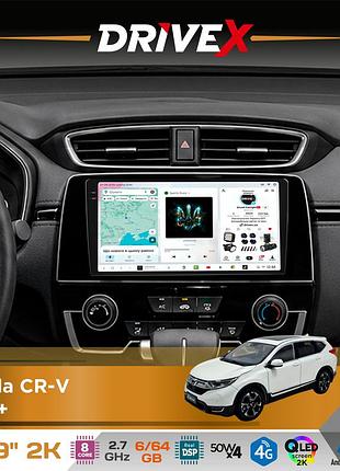 Штатная магнитола для honda cr-v 2017+ drivex s7 2k qled 9" android 8-ядерный 2.7ггц 6x64гб sim-карта 3g/4g ak7808 ab 4x50w dsp