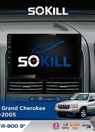 Штатная магнитола для jeep grand cherokee 1998-2005 sokill delta-900 9" android 4-ядерный 2+64гб 4x45w беспроводной carplay и