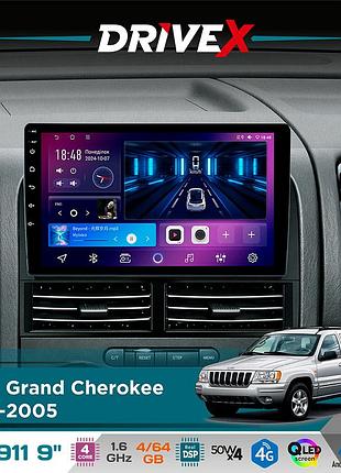 Штатная магнитола для jeep grand cherokee 1998-2005 drivex se-911 4+64гб qled 9" android 4-ядерный 4x50w(tda7851) dsp беспроводной