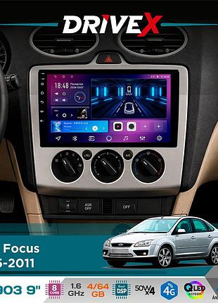 Штатная магнитола для ford focus 2005-2011 drivex se-903 qled 9" android 8-ядерный 4+64гб sim-карта 3g/4g dsp 4x50w(tda7851)