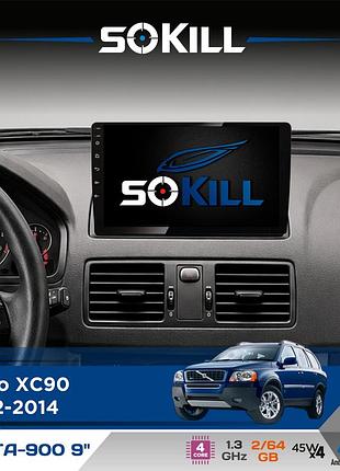 Штатная магнитола для volvo xc90 2002-2014 sokill delta-900 9" android 4-ядерный 2+64гб 4x45w беспроводной carplay и androidauto