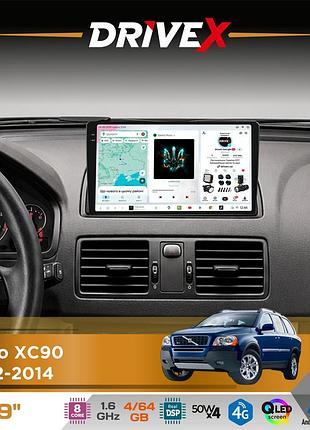 Штатная магнитола для volvo xc90 2002-2014 drivex s4 qled 9" android 8-ядерный 1.6ггц 4x64гб sim-карта 3g/4g tda7851 4x50w dsp