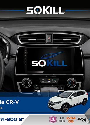 Штатная магнитола для honda cr-v 2017+ sokill delta-900 9" android 4-ядерный 2+64гб 4x45w беспроводной carplay и androidauto