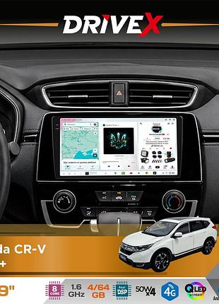 Штатная магнитола для honda cr-v 2017+ drivex s4 qled 9" android 8-ядерный 1.6ггц 4x64гб sim-карта 3g/4g tda7851 4x50w dsp ak7604