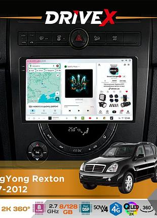 Штатная магнитола для ssangyong rexton 2007-2012 drivex s7+ 2k qled 9" android 8-ядерный 2.7ггц 8x128гб sim-карта 3g/4g ak7808 ab