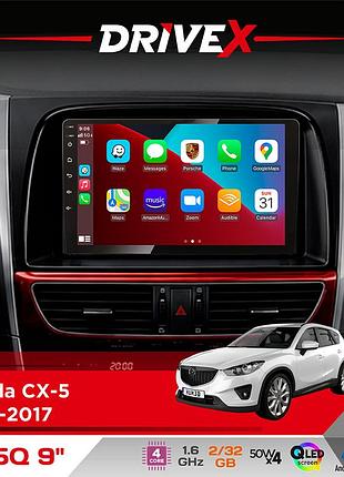 Штатная магнитола для mazda cx-5 2012-2017 drivex un5 qled 9" android 4-ядерный 2+32гб 4x45w беспроводной carplay и androidauto