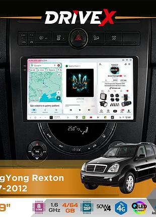 Штатная магнитола для ssangyong rexton 2007-2012 drivex s4 qled 9" android 8-ядерный 1.6ггц 4x64гб sim-карта 3g/4g tda7851 4x50w