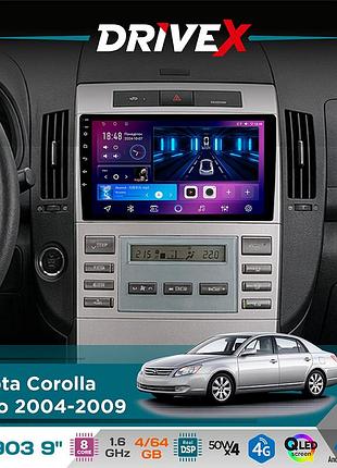 Штатная магнитола для toyota corolla verso 2004-2009 drivex se-903 qled 9" android 8-ядерный 4+64гб sim-карта 3g/4g dsp