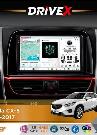 Штатная магнитола для mazda cx-5 2012-2017 drivex s4 qled 9" android 8-ядерный 1.6ггц 4x64гб sim-карта 3g/4g tda7851 4x50w dsp