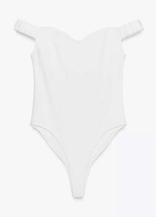 Базовий білий боді/топ/майка з оздобленням піко zara/зара.