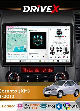 Штатная магнитола для kia sorento (xm) 2009-2012 drivex s7+ 2k qled 10" android 8-ядерный 2.7ггц 8x128гб sim-карта 3g/4g ak7808 ab