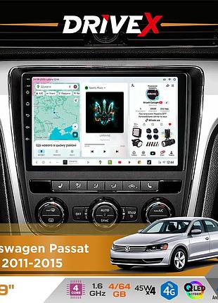 Штатная магнитола для volkswagen passat nms 2011-2015 drivex s3 qled 9" android 8-ядерный 1.6ггц 4x64гб sim-карта 3g/4g 7388 4x45w