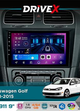 Штатная магнитола для volkswagen golf 2008-2015 drivex se-911 4+64гб qled 9" android 4-ядерный 4x50w(tda7851) dsp беспроводной